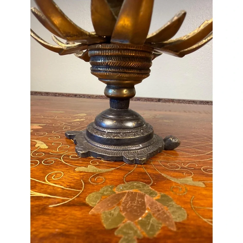 Vintage Brass Lotus‎ Candle or Incense Holder • Expanding Flower Design